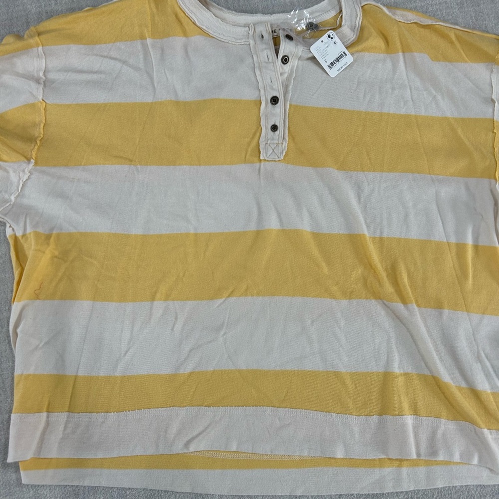 Free People Yellow and Cream Striped Tunic